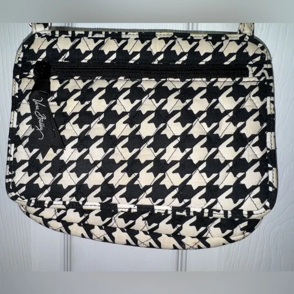 Vera Bradley Petite Crossbody Bag Midnight Houndstooth Black White Purse - Image 2