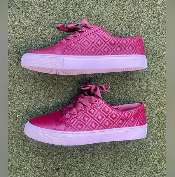 Tory Burch Marion Quilted Red Agate Leather Trainers Sneakers Size US 8.5 - Image 5