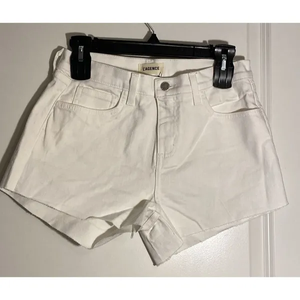 L'AGENCE Women's Audrey Mid Rise Shorts‎ Size 25 New With Tags Vintage White - Image 3