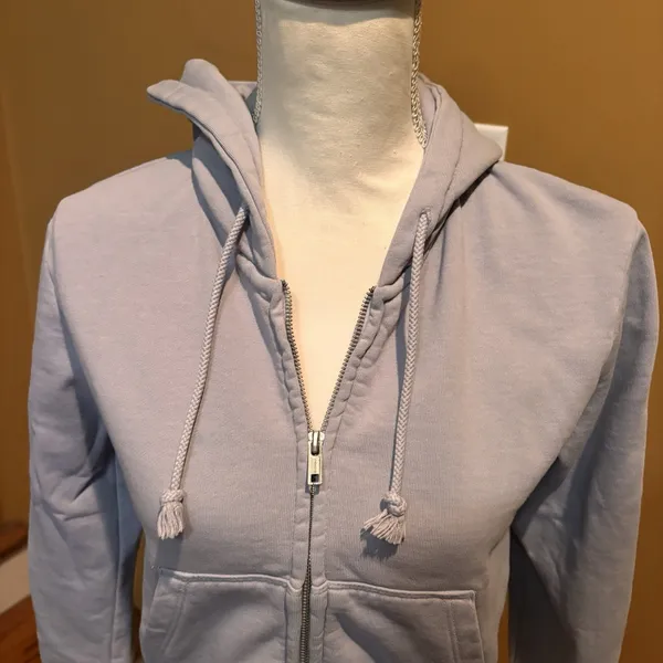 John Galt Zip Up Hoodie One Size‎ Lavender Purple California Cropped Sweatshirt - Image 3