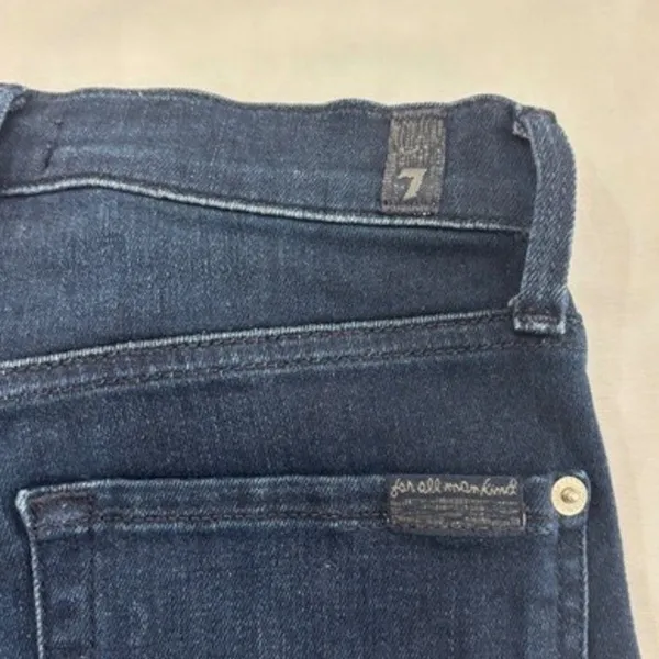 7 For All Mankind Womens High Rise Skinny Jeans Dark Indigo‎ Blue Size 28 - Image 13