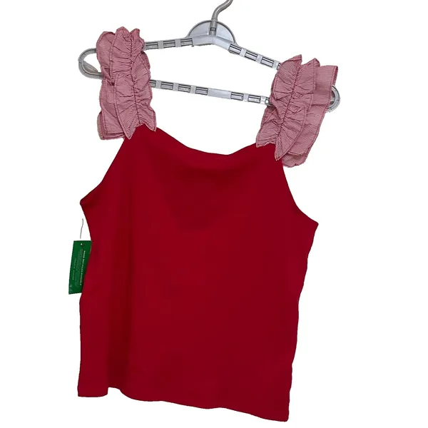 Tommy Hilfiger Women's Ruffle‎ Strap Tank Red Top Size L - Image 8