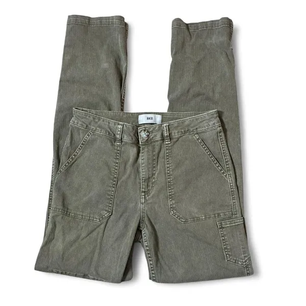 BKE Utility Granola Cargo Pants Women 27 Green Gorpcore‎ Workwear Straight Leg - Image 2