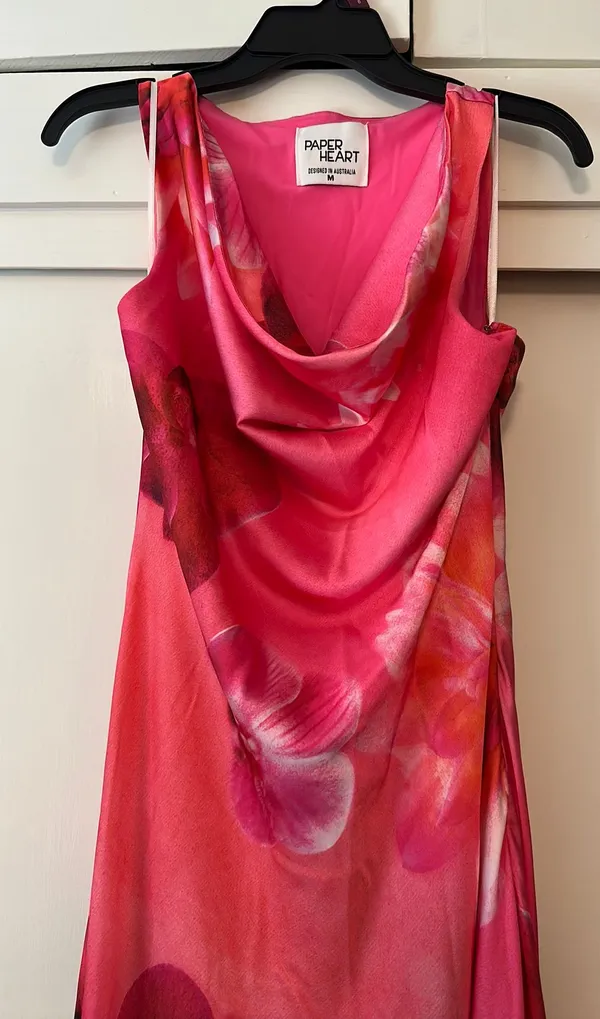 Paper Heart Pink Flower Cowl Neck Dress - Image 2
