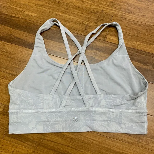 Lululemon Energy Long Line Yoga Bra Womens‎ Size 10 Gray Criss Cross Back Design - Image 2