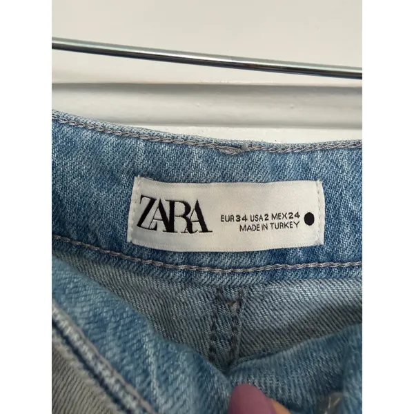 Zara Women Light Wash Multi Pocket Cargo Wide Leg Denim Jeans High Rise SIZE 4 - Image 14