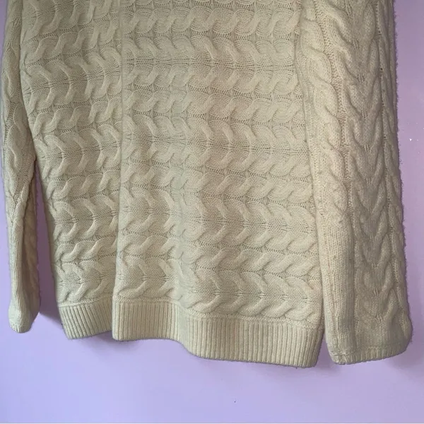 Talbots Merino Wool Cashmere Cream Chunky Knit Sweater Size M Fisherman Cottage - Image 8