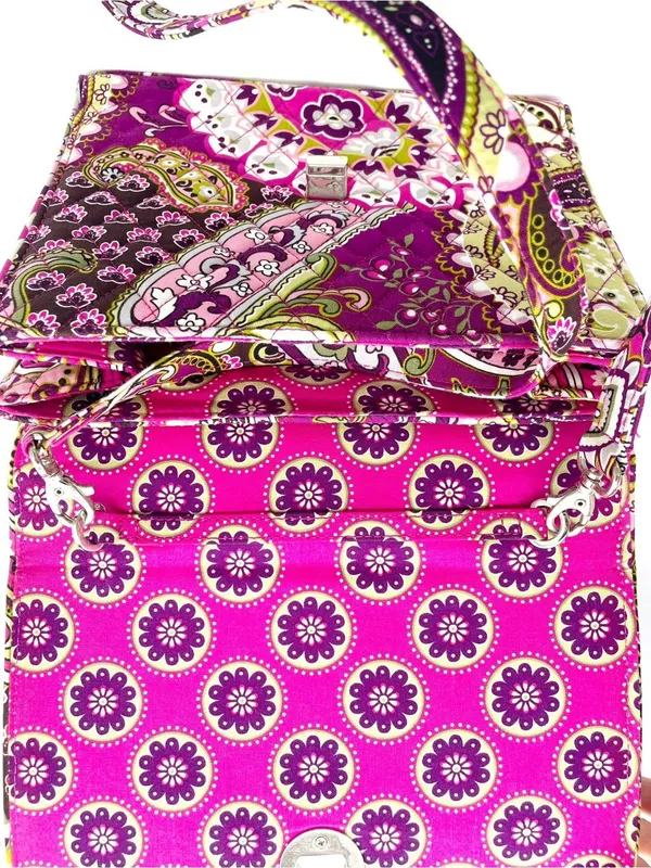 Vera Bradley Julia Crossbody Very Berry Paisley Pink Purple Quilted Retired Bag - Image 8