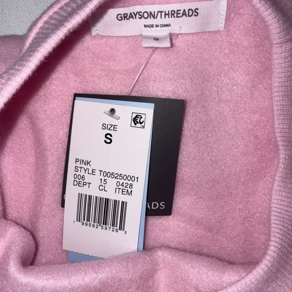 Grayson Threads Mama Pink Crewneck Oversized Sweatshirt Floral Patchwork Applique Size Small NWT - Image 5