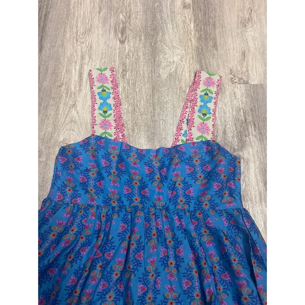 Natural Life Blue Floral Boho Sun Dress Smocked Back Mini XS NWT - Image 5
