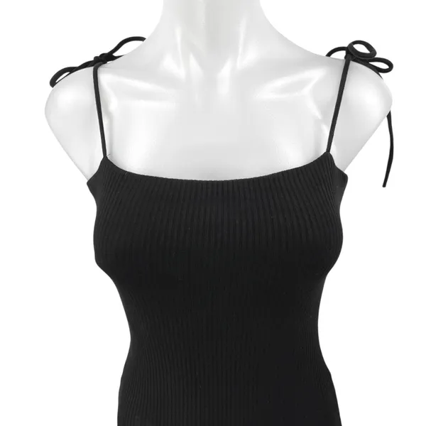 Princess Polly Black Rib Knit Sleeveless Cami Camisole Mini Sweater Tank Dress 4 - Image 3