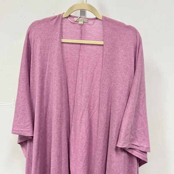 Loft Mauve Pink Open Front Cardigan Kimono Sleeve Cotton Blend One Size - Image 4