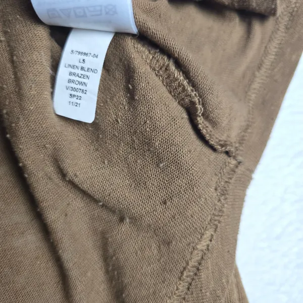Gap‎ 46R Womens Linen Blend Boat Neck Long Sleeve Tee Brazen Brown Scoop Neck - Image 5