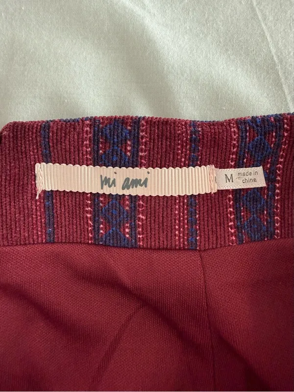 Mi Ami Burgundy Boho Striped Mini Skirt Size Medium Red - Image 7