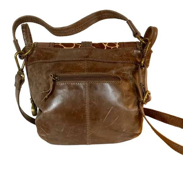 The Sak Brown Distressed Leather W/Calf Hair In Giraffe Print Bag - Image 3