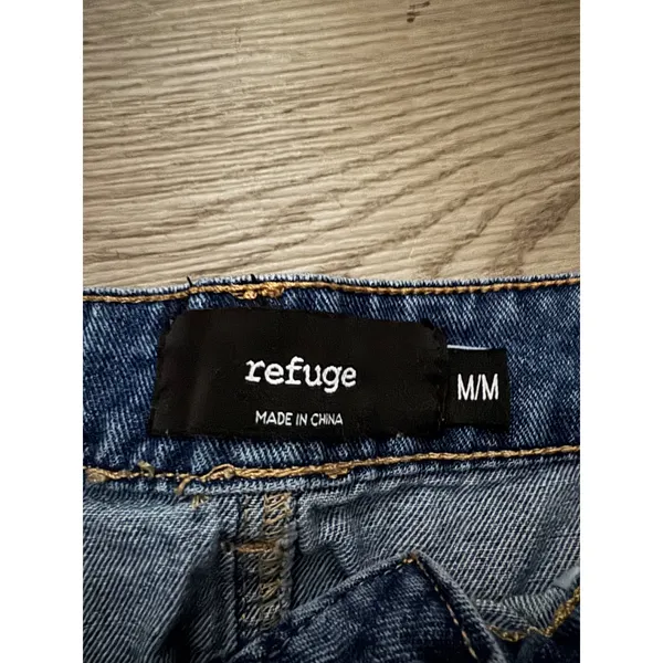 Refuge Dark Wash Denim Cargo Mini Skirt Utility Side Tie Y2K Streetwear Medium - Image 2
