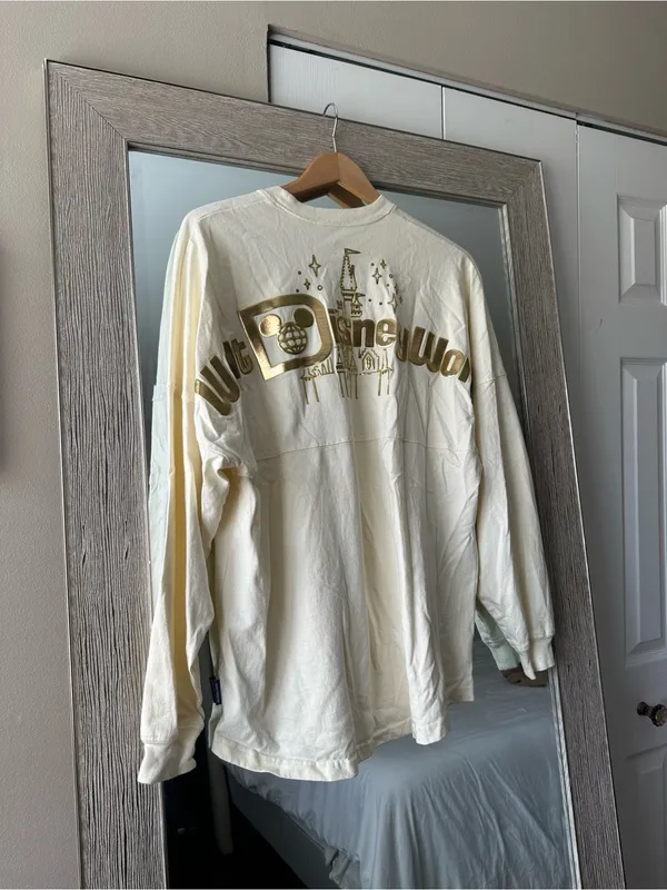 Spirit Jersey Walt Disney World Cream/Gold Long Sleeve Shirt Size Medium - Image 3