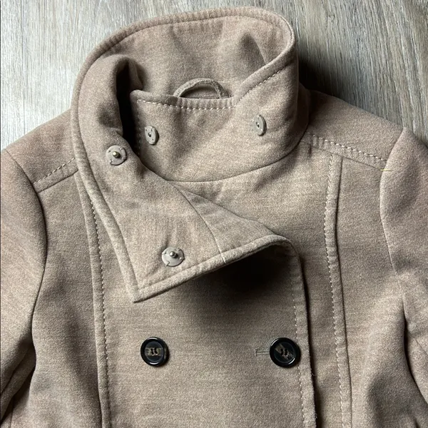 H&M Tan Double-Breasted Pea Coat Size 6 - Image 6