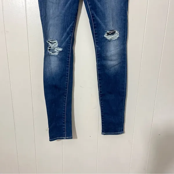 7 For All Mankind Gwenevere Skinny Jeans Distressed Blue Size 26 Low Rise - Image 2