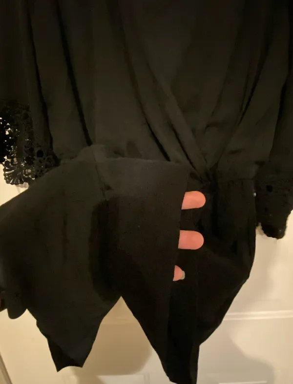 BCX Black Long-Sleeve Lace Shorts Romper - Image 2