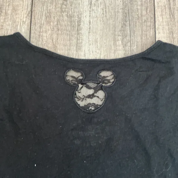 Disney Mickey Mouse Black Tunic‎ Top Womens L/XL Lace Back Detail - Image 8