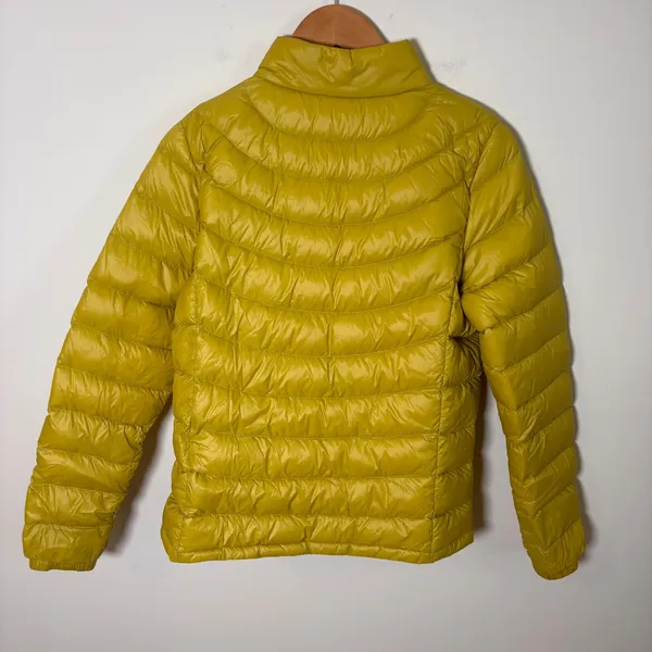 Charlie Paige Mustard Yellow Down Puffer Jacket Women‎ Small Chevron Quilted Zip - Image 5