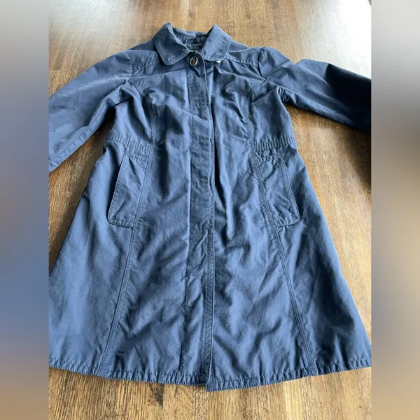 Eddie Bauer Navy Christine Trench Coat Cotton Nylon Preppy Classic - Size XS - Image 4