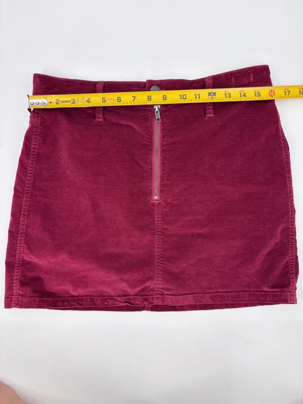 (E-574) Madewell Burgundy Corduroy Zip Mini Skirt - Image 8