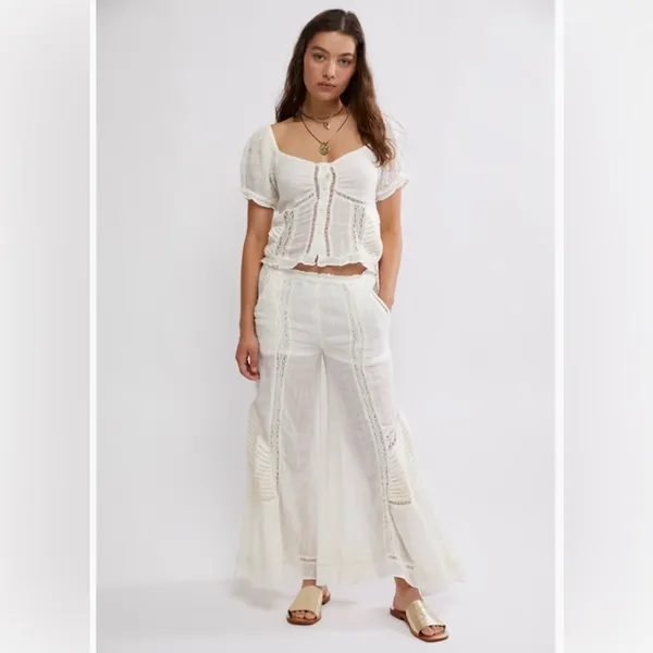 Free People Bali Alana Top & Pant Set in White XS - Image 3