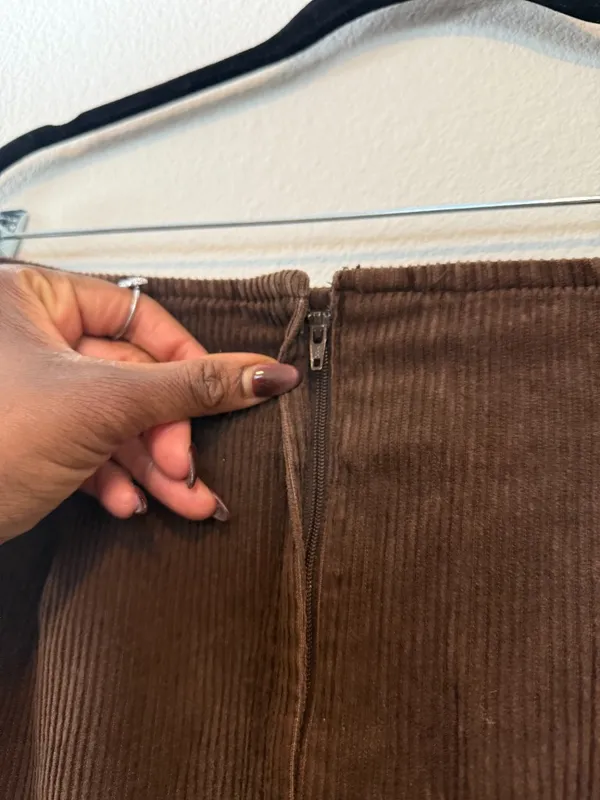 Women Vintage 90s Long Brown Corduroy Skirt - Image 5