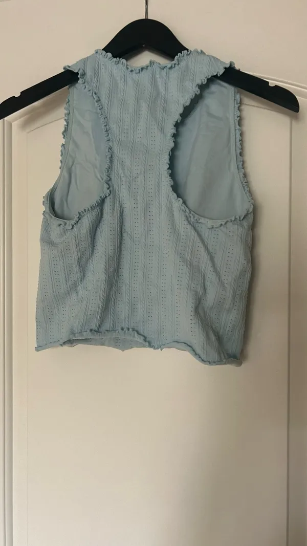 Target Light Blue Eyelet workout top - Image 2