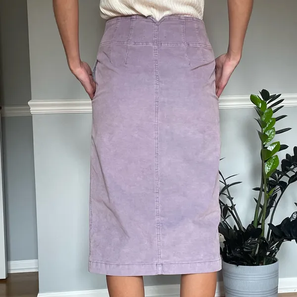 We The Free Purple Lavender Midi Skirt Women’s Size 29 Corduroy Front Zip - Image 3