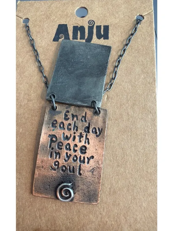 Anju Handcrafted Metal Inspirational Pendant Necklace Start Day With Joy New - Image 3