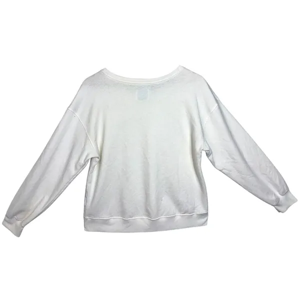 Abercrombie & Fitch Soft AF White Fleece Black Logo Long Sleeve Sweatshirt Sz L - Image 3