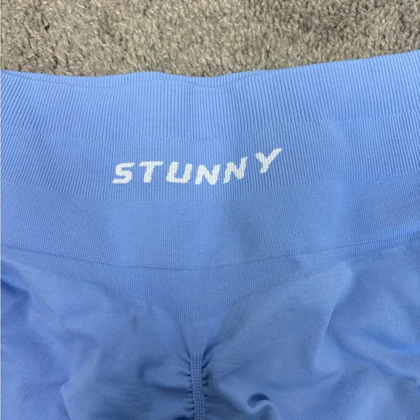 STUNNY Women Workout Shorts Active Seamless Scrunch High Waisted periwinkle blue - Image 4