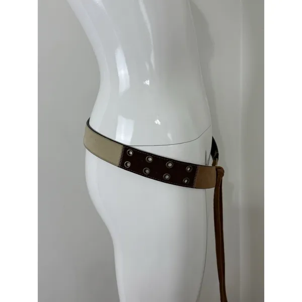 Boho Fringe Brown Leather Belt Womens XL O Ring Tie Waist Western Festival - Image 8
