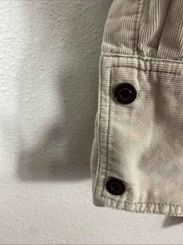 Free People Baby Corduroy Oversized Button Down Shirt Beige Small 100% Cotton - Image 6