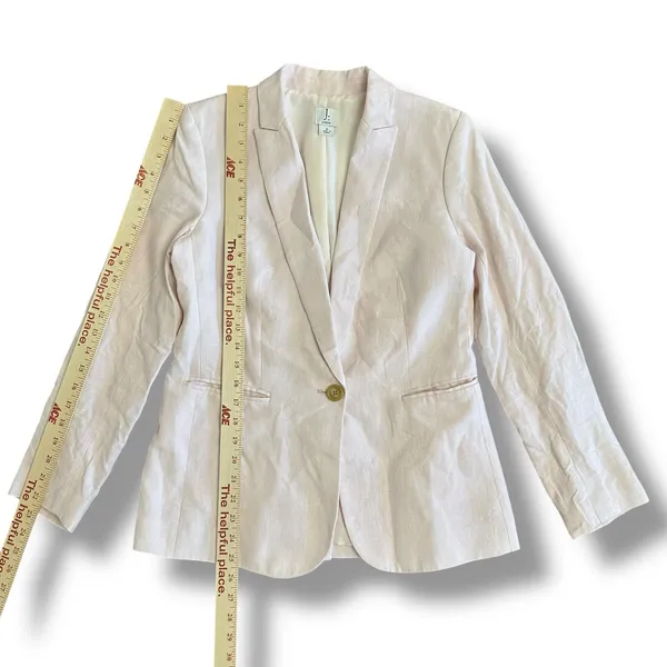 J. by J.Crew Women’s Linen Blazer Size 2 Light Pink One Button‎ Jacket L1150 - Image 4