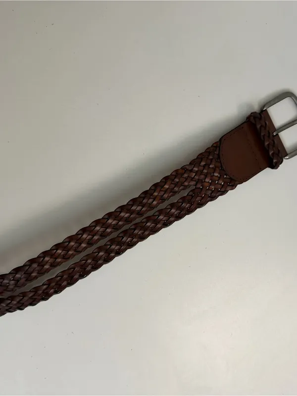 Braided Faux Leather Belt Wide Corset Boho Cottagecore Prairie Brown Grey XL - Image 6