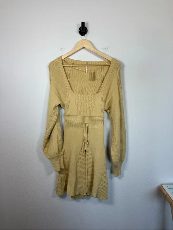 Free People Emmaline Mini Sweater Dress Womens Small NWT Cutout Puff Sleeve - Image 5