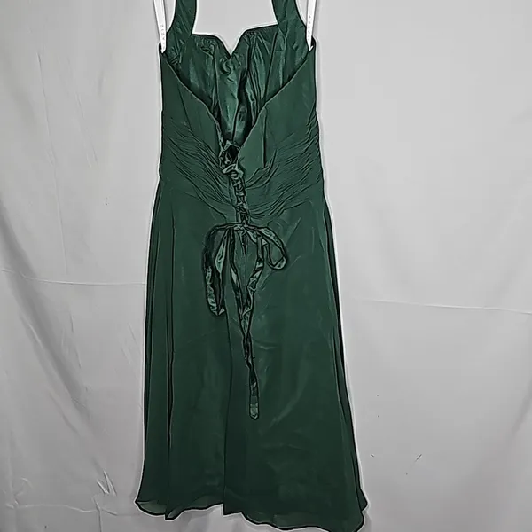Azazie emerald green halter top bow knot pleaded chiffon corset cocktail dress 8 - Image 4