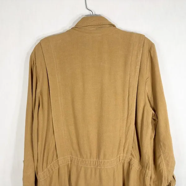 Free People Medium Jacket Charly‎ Blazer Beige Tan Linen Button Cinched 1090 - Image 12