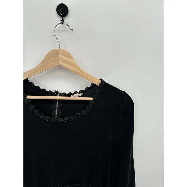 POL Babydoll Top Women Small Black Grunge Goth Boho Witch 1/2‎ Sleeve Stretch - Image 6