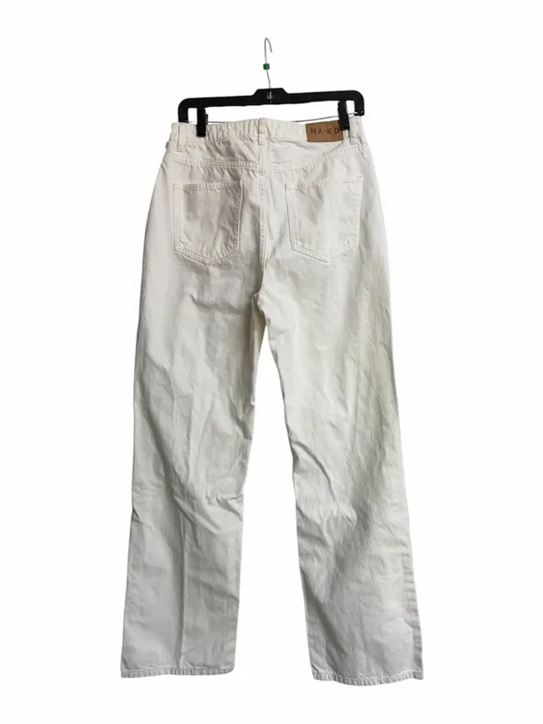 NWT NA-KD White Brown Trim Straight Leg Jeans - Image 5