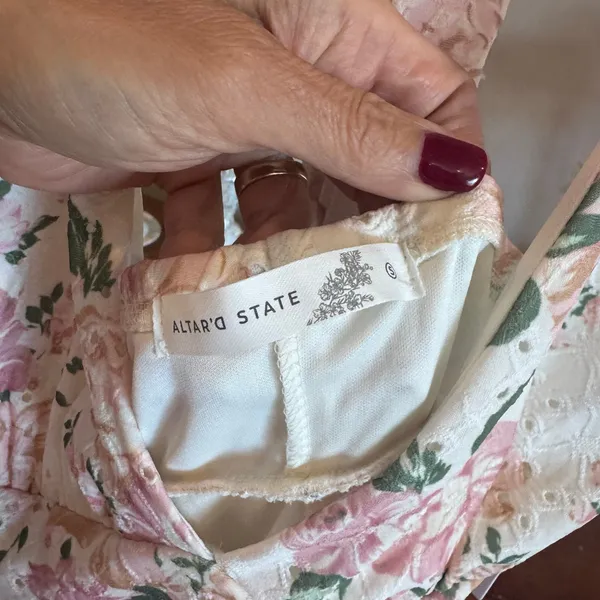 NWT Altar’d State Floral Eyelet Halter Mini Dress Size Small - Image 4