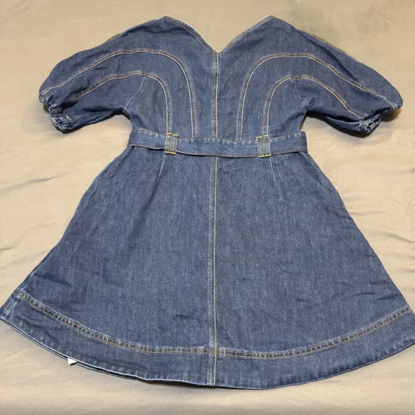 Commense Pocketed Belted Denim Dress - Image 2