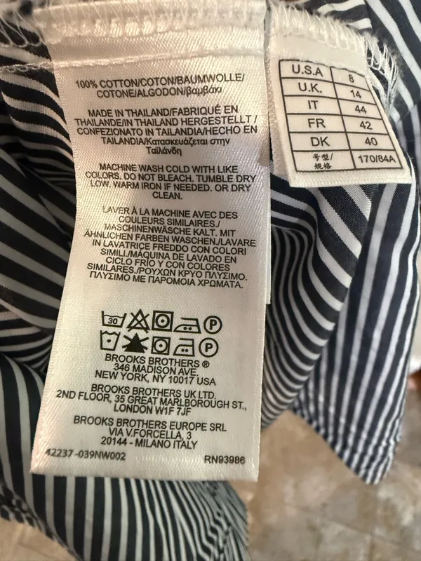 Brooks Brothers | Dark Blue and White Striped Tie-Waist Shirt Dress size 8 - Image 3