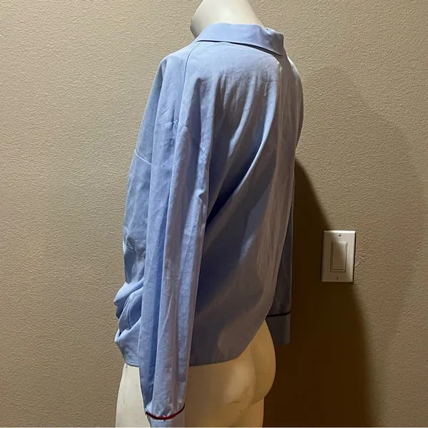 Zara light blue button up blouse - Image 3