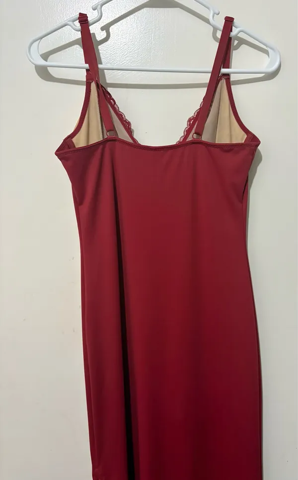 Boutique Popilush Shapewear Lace V Neck Side Slit Slimming Maxi Slip Dress - Image 6