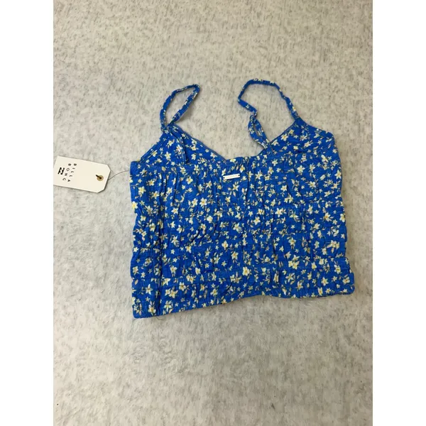Billabong May Knit Tank Blue Floral Smocked Crop Top XS BBGW25AP060 - Image 5